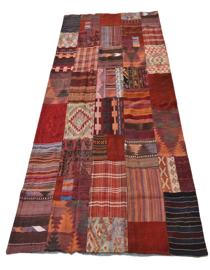 Detail image of  5' 7 x 8'  Hand Woven Kilim Patchwork Wool Rug