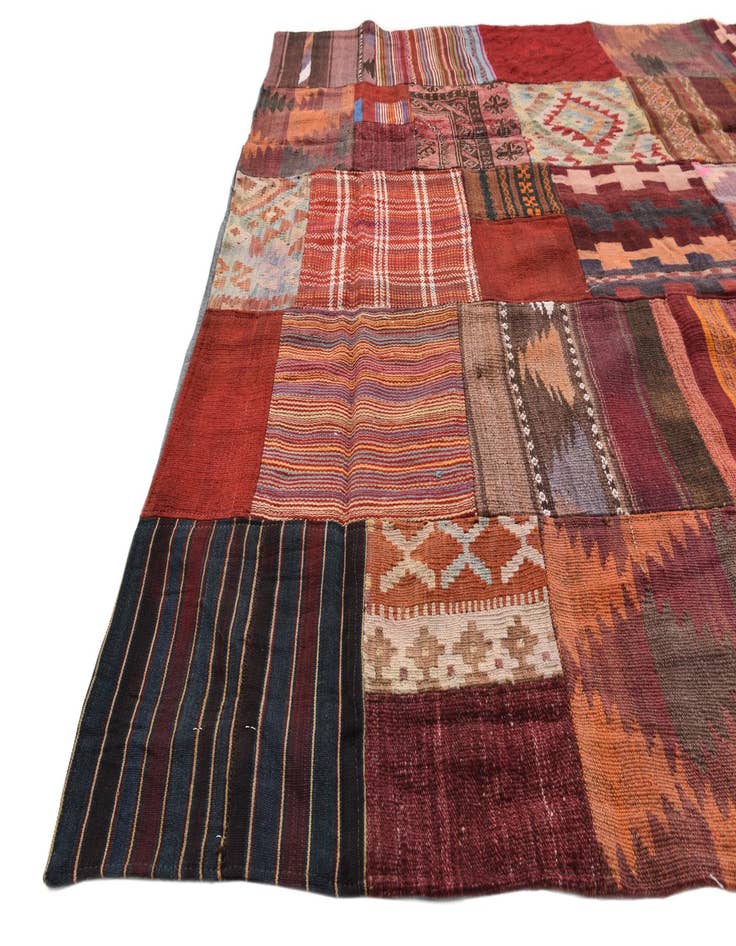 Detail image of  5' 7 x 8'  Hand Woven Kilim Patchwork Wool Rug
