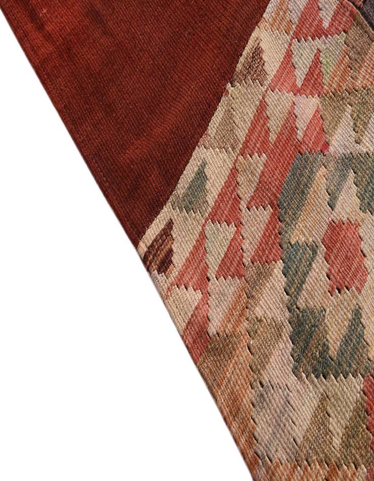 Detail image of  5' 7 x 8'  Hand Woven Kilim Patchwork Wool Rug