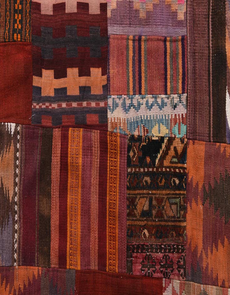 Detail image of  5' 7 x 8'  Hand Woven Kilim Patchwork Wool Rug