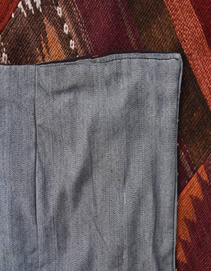 Detail image of  5' 7 x 8'  Hand Woven Kilim Patchwork Wool Rug