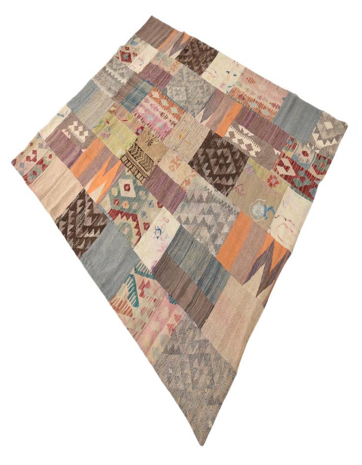 Detail image of  5' 4 x 6' 10  Hand Woven Kilim Patchwork Wool Rug