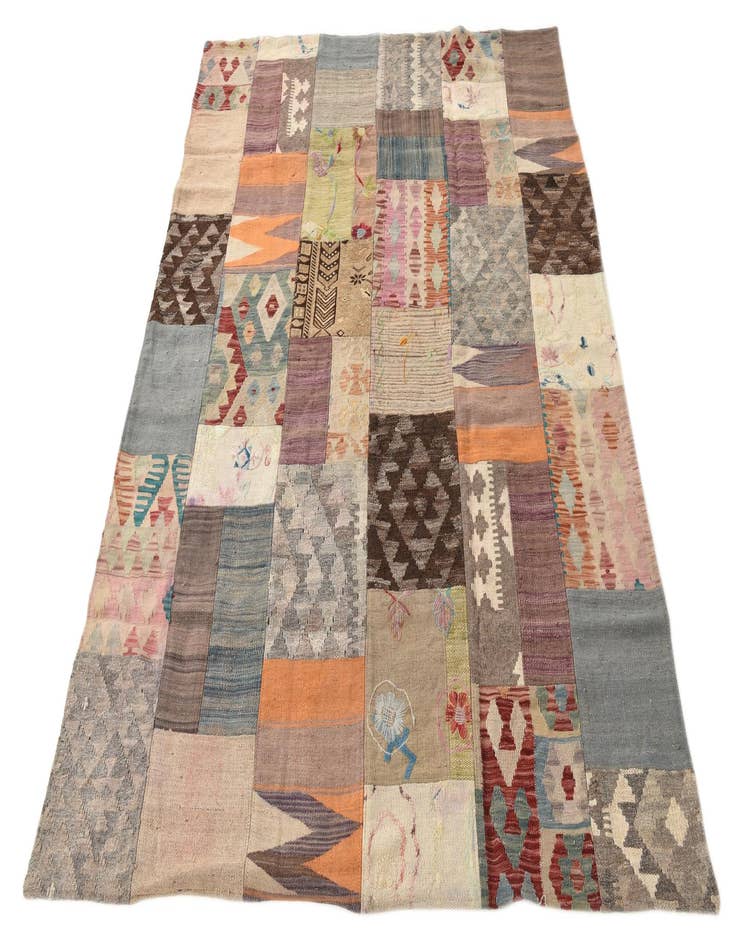 Detail image of  5' 4 x 6' 10  Hand Woven Kilim Patchwork Wool Rug