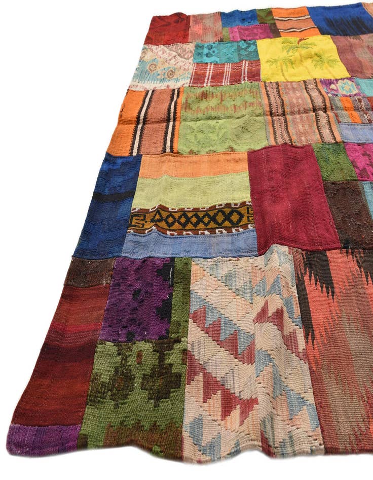 Detail image of  5' 7 x 7' 9  Hand Woven Kilim Patchwork Wool Rug