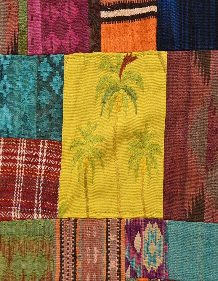 Detail image of  5' 7 x 7' 9  Hand Woven Kilim Patchwork Wool Rug