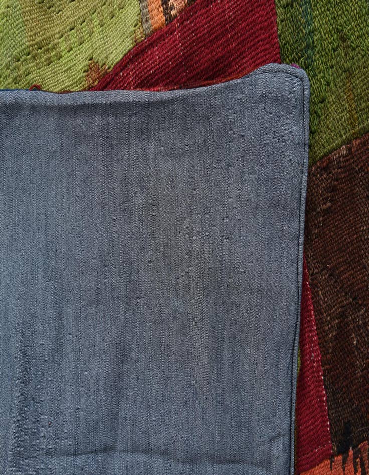 Detail image of  5' 7 x 7' 9  Hand Woven Kilim Patchwork Wool Rug