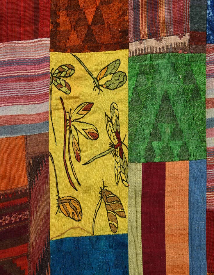 Detail image of  5' 7 x 8' 1  Hand Woven Kilim Patchwork Wool Rug