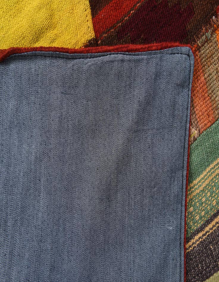 Detail image of  5' 7 x 8' 1  Hand Woven Kilim Patchwork Wool Rug