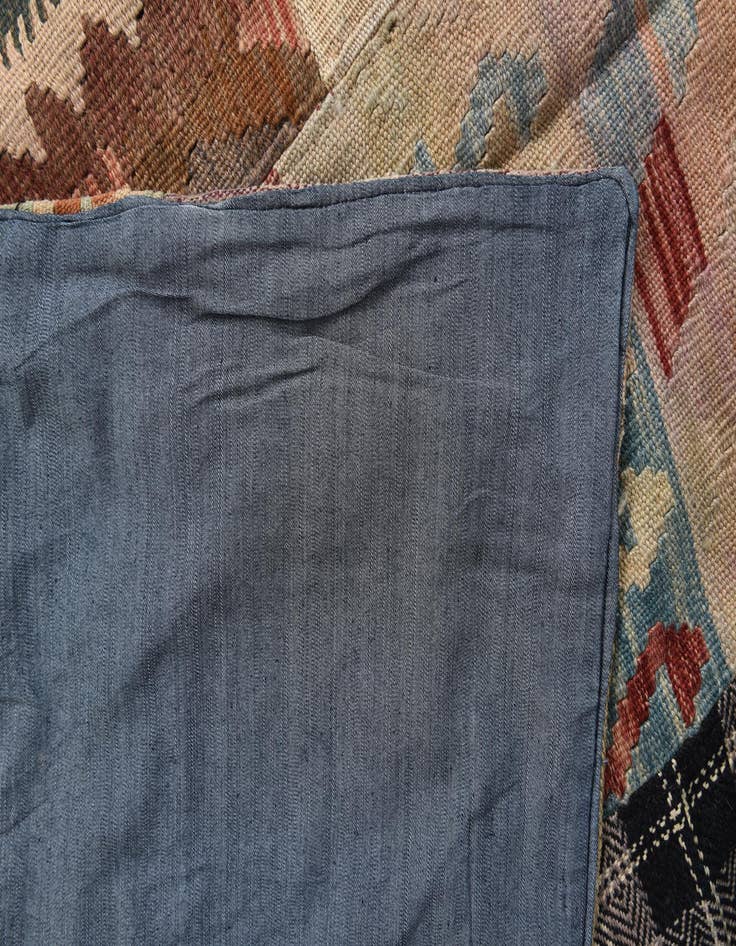 Detail image of  6' 6 x 10'  Hand Woven Kilim Patchwork Wool Rug