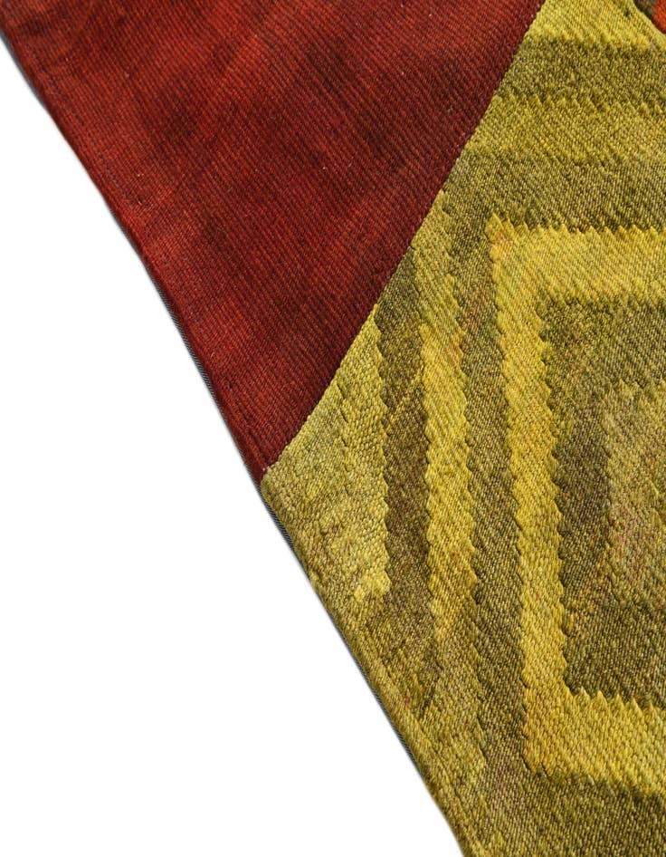 Detail image of  5' 5 x 8'  Hand Woven Kilim Patchwork Wool Rug