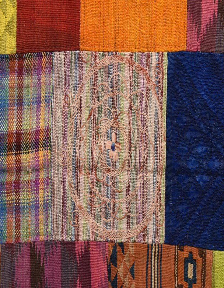 Detail image of  5' 5 x 8'  Hand Woven Kilim Patchwork Wool Rug