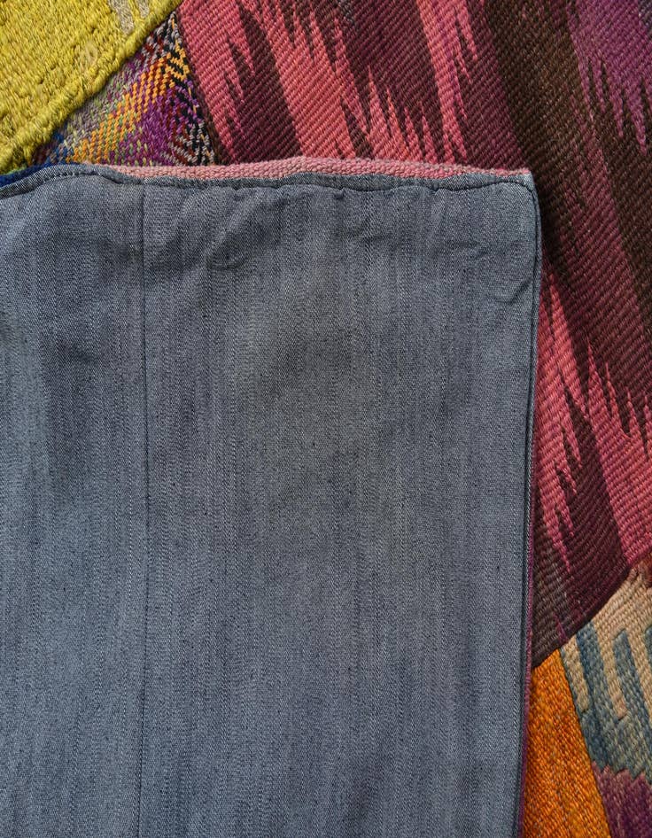 Detail image of  5' 5 x 8'  Hand Woven Kilim Patchwork Wool Rug