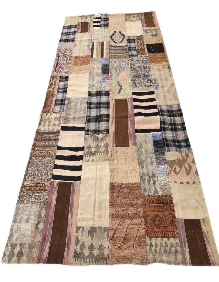 Detail image of  6' 5 x 9' 4  Hand Woven Kilim Patchwork Wool Rug