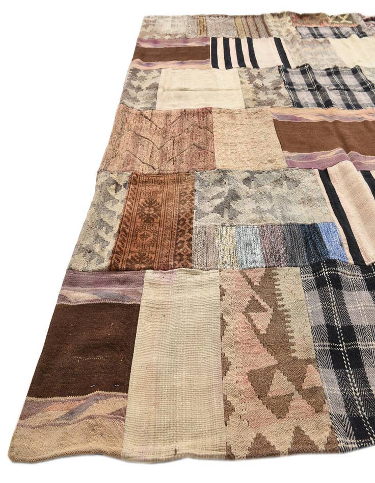 Detail image of  6' 5 x 9' 4  Hand Woven Kilim Patchwork Wool Rug