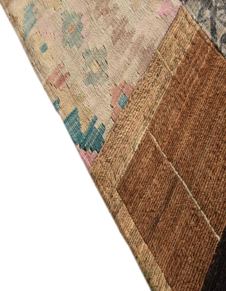 Detail image of  6' 5 x 9' 4  Hand Woven Kilim Patchwork Wool Rug