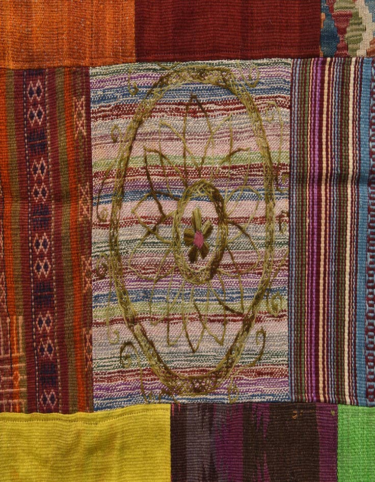 Detail image of  5' 6 x 7' 7  Hand Woven Kilim Patchwork Wool Rug