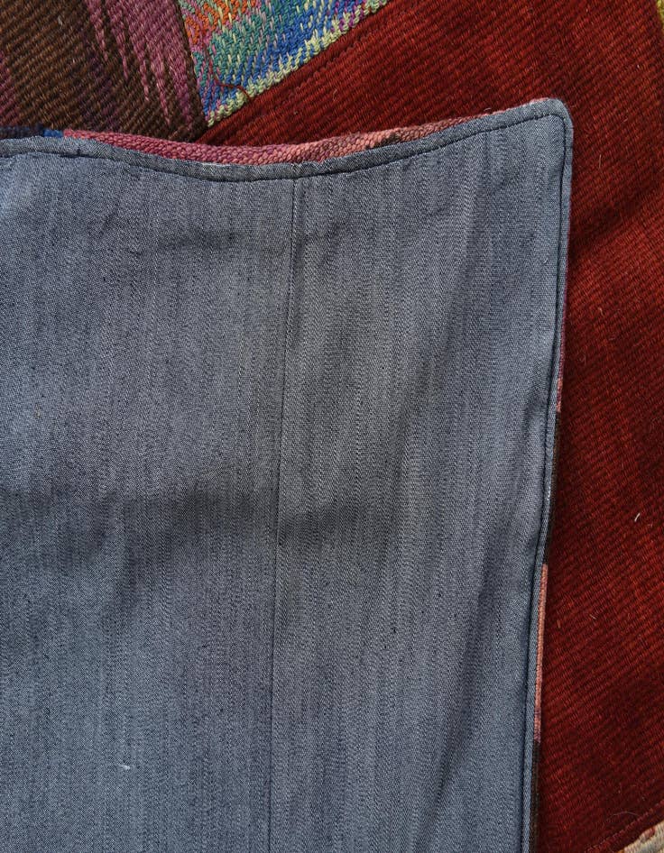 Detail image of  5' 6 x 7' 7  Hand Woven Kilim Patchwork Wool Rug