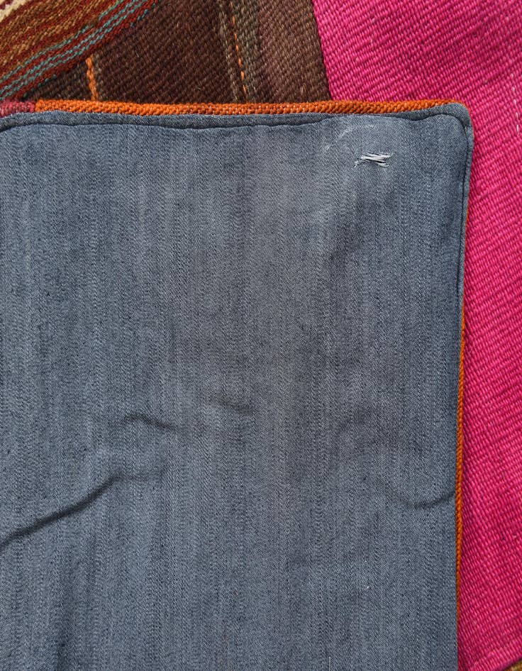 Detail image of  5' 6 x 7' 10  Hand Woven Kilim Patchwork Wool Rug