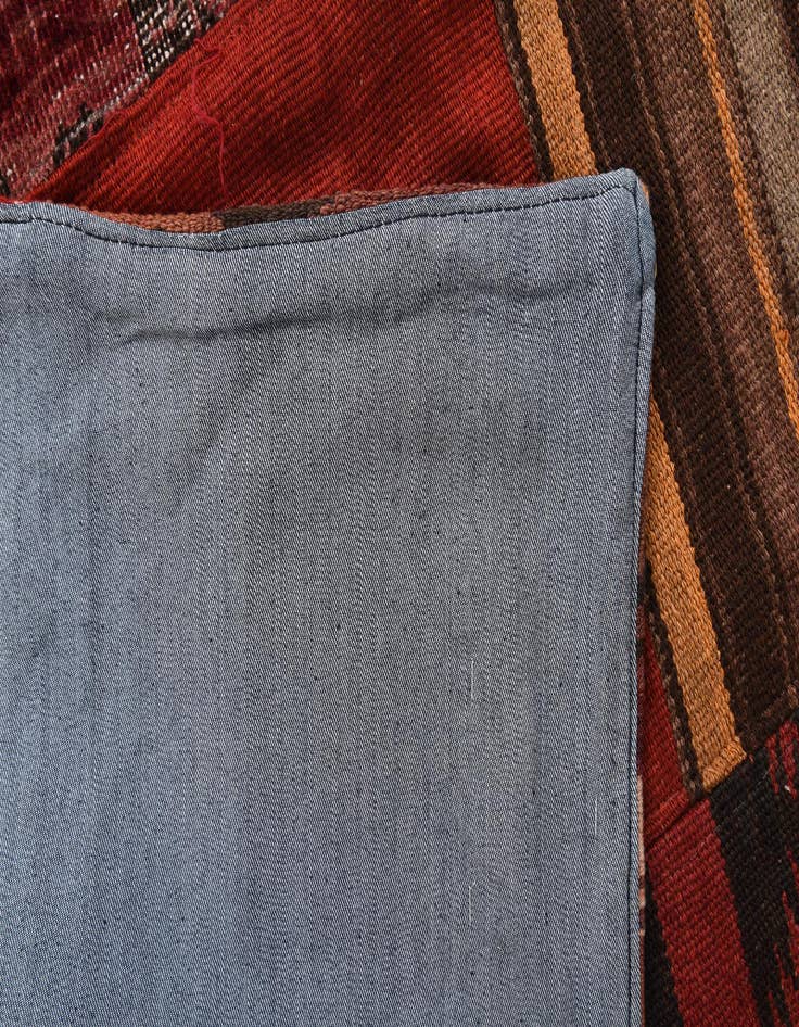 Detail image of  5' 6 x 8'  Hand Woven Kilim Patchwork Wool Rug