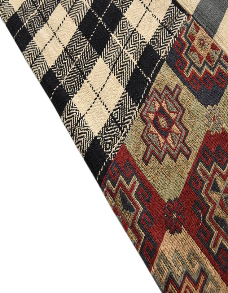 Detail image of  6' 5 x 10'  Hand Woven Kilim Patchwork Wool Rug