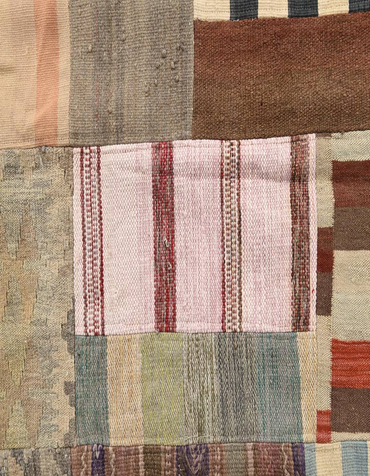 Detail image of  6' 5 x 10'  Hand Woven Kilim Patchwork Wool Rug