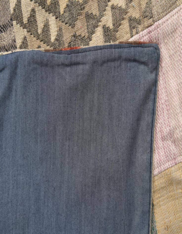 Detail image of  6' 5 x 10'  Hand Woven Kilim Patchwork Wool Rug