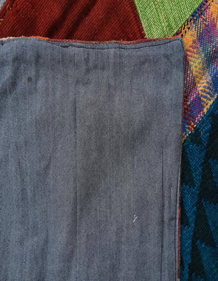 Detail image of  5' 7 x 8'  Hand Woven Kilim Patchwork Wool Rug