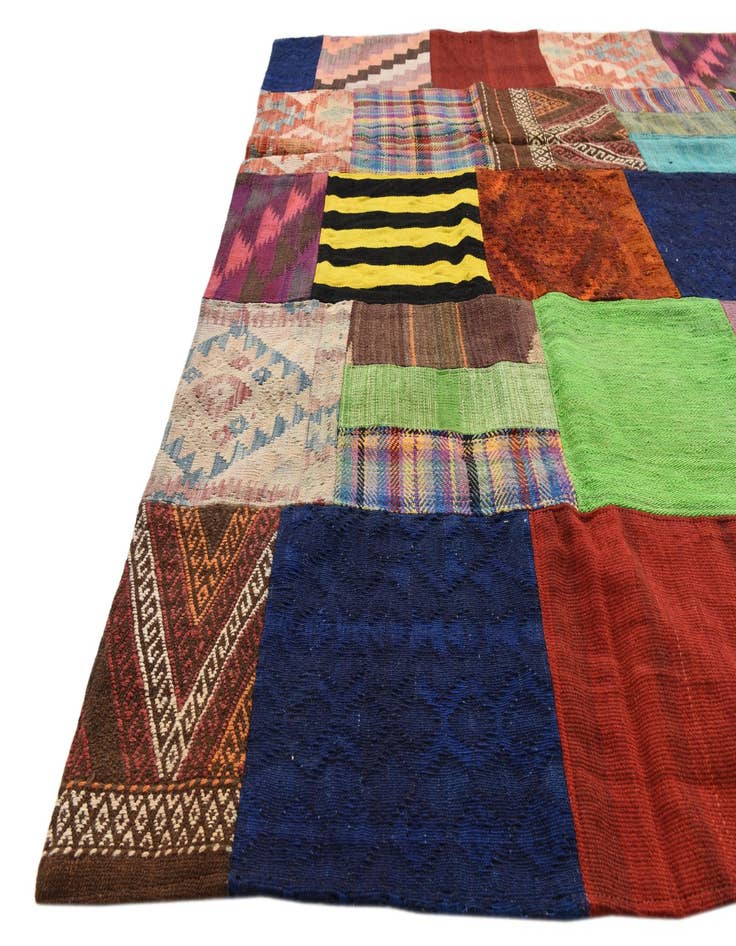 Detail image of  5' 7 x 7' 9  Hand Woven Kilim Patchwork Wool Rug