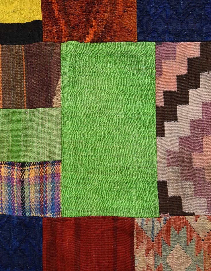 Detail image of  5' 7 x 7' 9  Hand Woven Kilim Patchwork Wool Rug