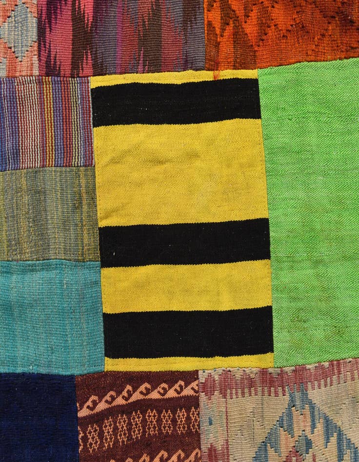 Detail image of  5' 7 x 7' 9  Hand Woven Kilim Patchwork Wool Rug