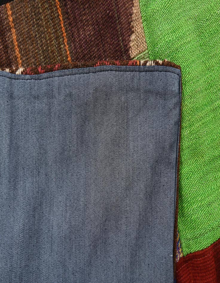 Detail image of  5' 7 x 7' 9  Hand Woven Kilim Patchwork Wool Rug