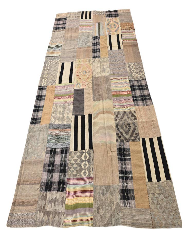 Detail image of  6' 6 x 9' 9  Hand Woven Kilim Patchwork Wool Rug