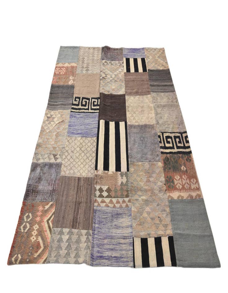 Detail image of  6' x 7' 9  Hand Woven Kilim Patchwork Wool Rug