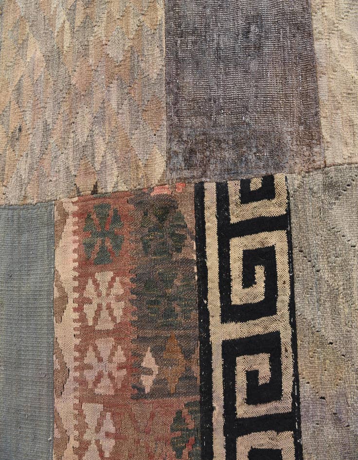 Detail image of  6' x 7' 9  Hand Woven Kilim Patchwork Wool Rug