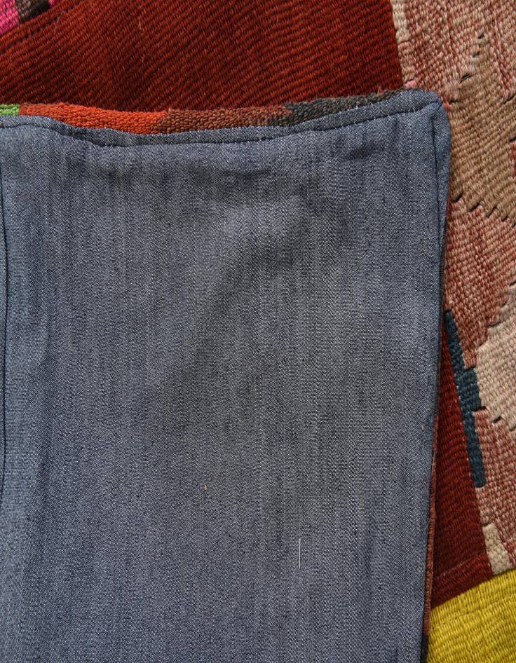 Detail image of  7' 4 x 9' 9  Hand Woven Kilim Patchwork Wool Rug