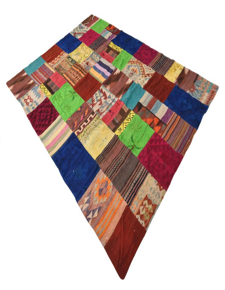 Detail image of  6' 8 x 9' 5  Hand Woven Kilim Patchwork Wool Rug