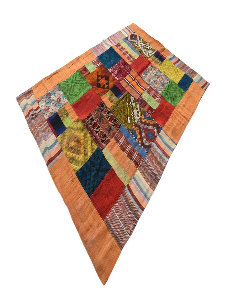 Detail image of  5' 5 x 8' 1  Hand Woven Kilim Patchwork Wool Rug