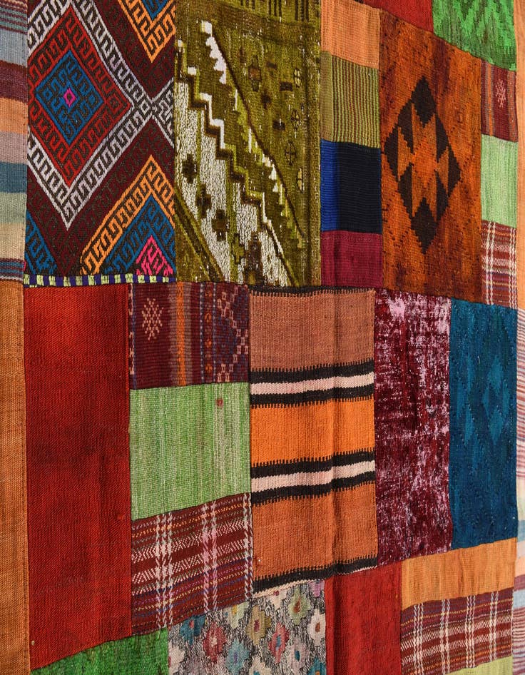 Detail image of  5' 5 x 8' 1  Hand Woven Kilim Patchwork Wool Rug