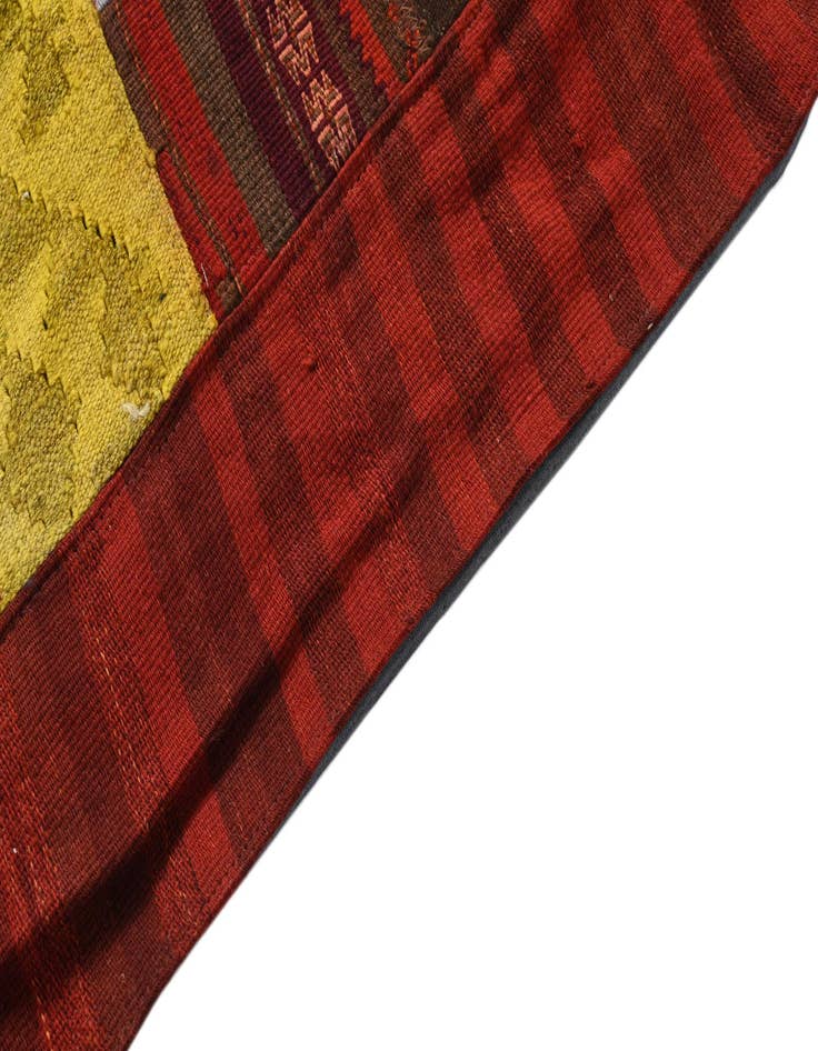 Detail image of  5' 4 x 8' 4  Hand Woven Kilim Patchwork Wool Rug