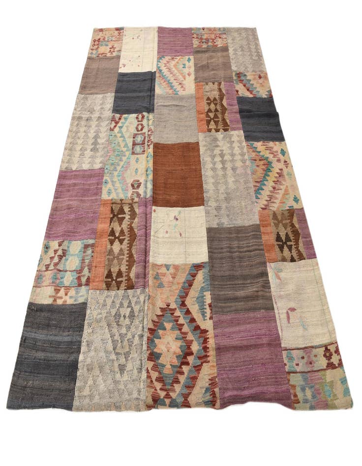 Detail image of  6' x 7' 7  Hand Woven Kilim Patchwork Wool Rug