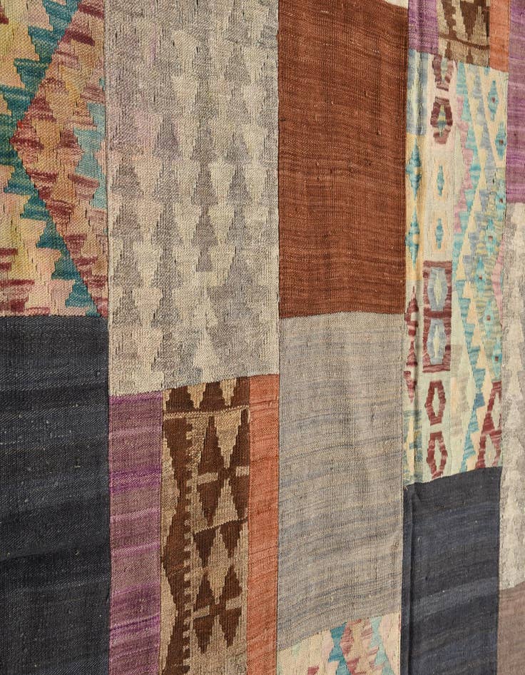 Detail image of  6' x 7' 7  Hand Woven Kilim Patchwork Wool Rug