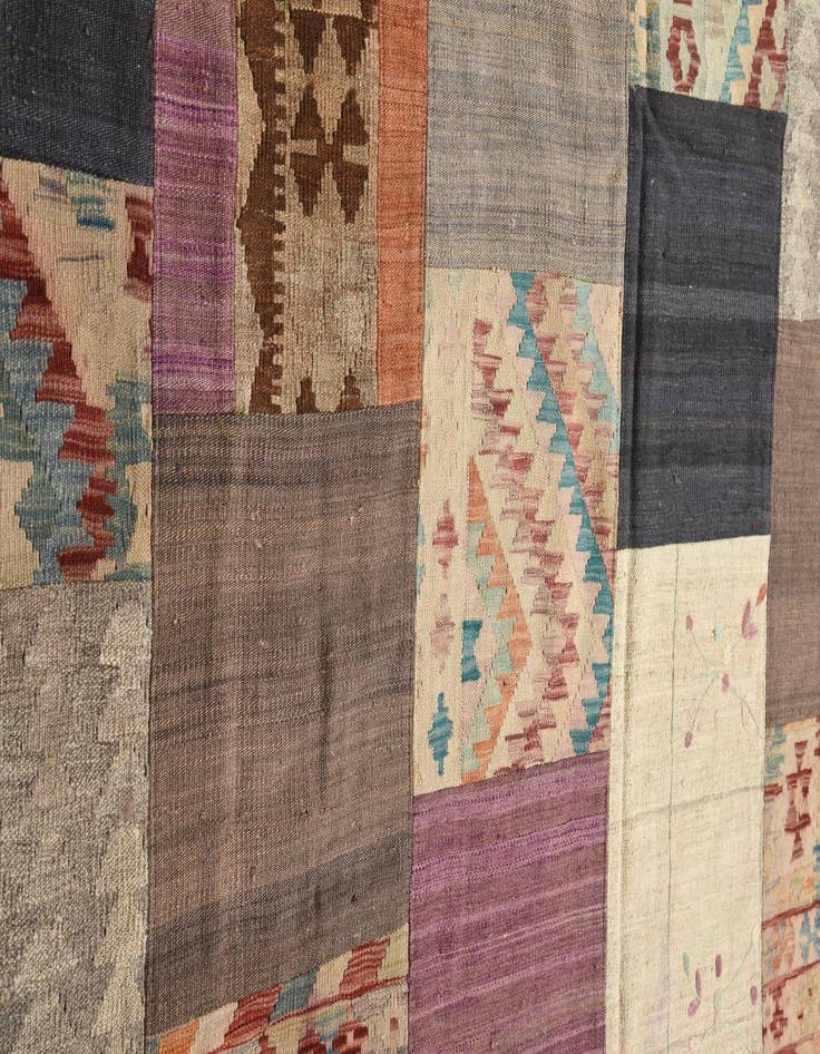Detail image of  6' x 7' 7  Hand Woven Kilim Patchwork Wool Rug