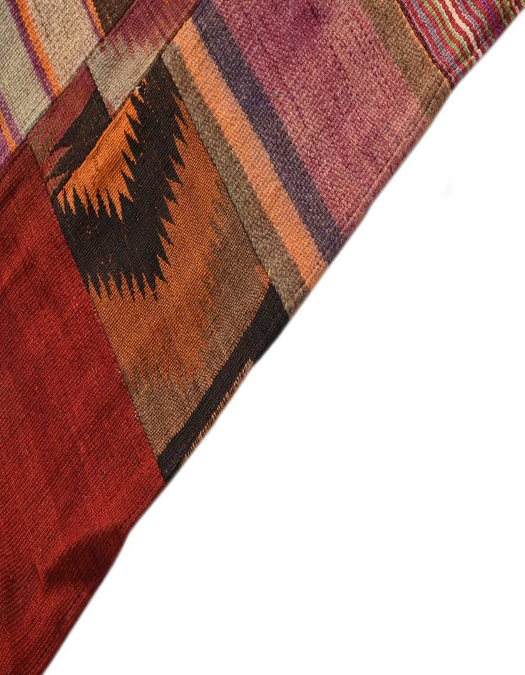 Detail image of  5' 7 x 8'  Hand Woven Kilim Patchwork Wool Rug