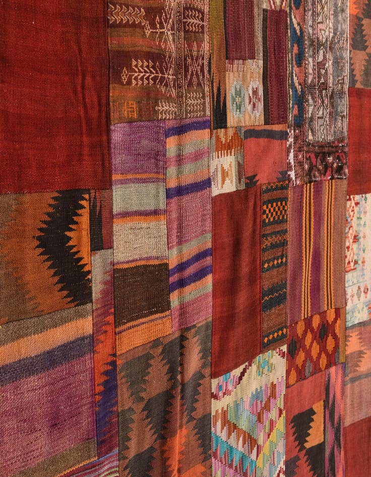 Detail image of  5' 7 x 8'  Hand Woven Kilim Patchwork Wool Rug