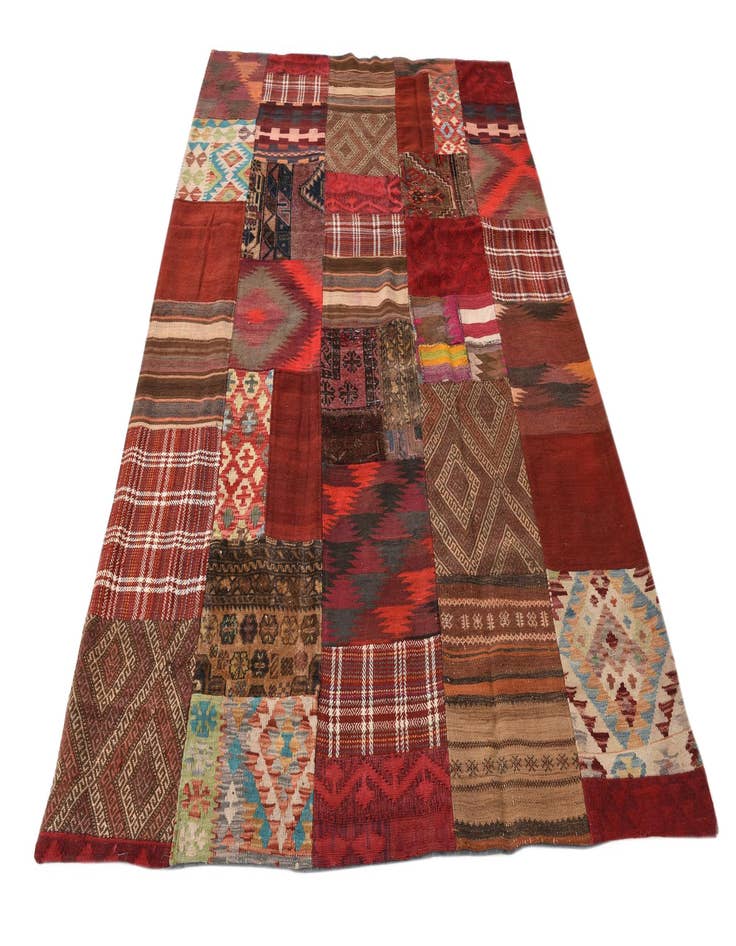 Detail image of  5' 5 x 7' 9  Hand Woven Kilim Patchwork Wool Rug