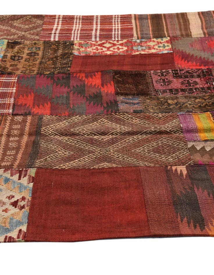 Detail image of  5' 5 x 7' 9  Hand Woven Kilim Patchwork Wool Rug