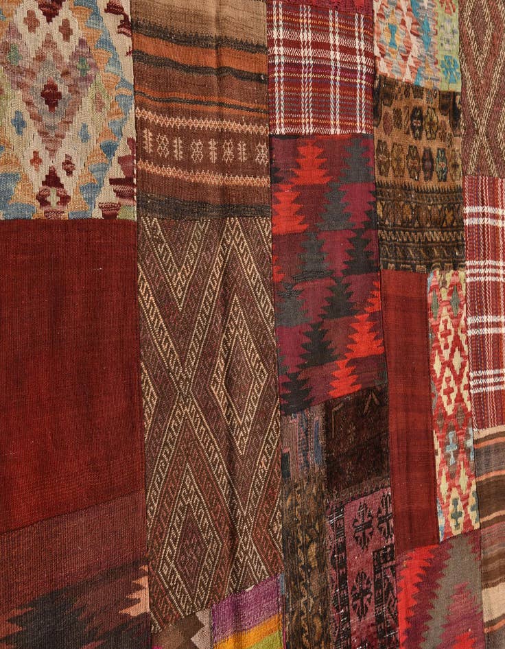 Detail image of  5' 5 x 7' 9  Hand Woven Kilim Patchwork Wool Rug