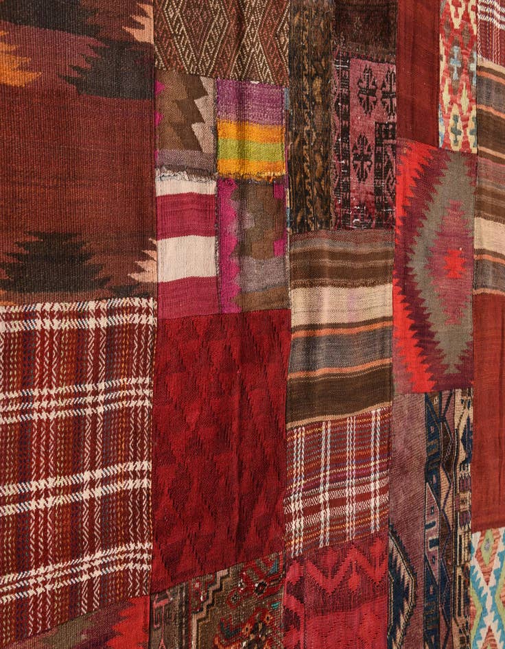 Detail image of  5' 5 x 7' 9  Hand Woven Kilim Patchwork Wool Rug