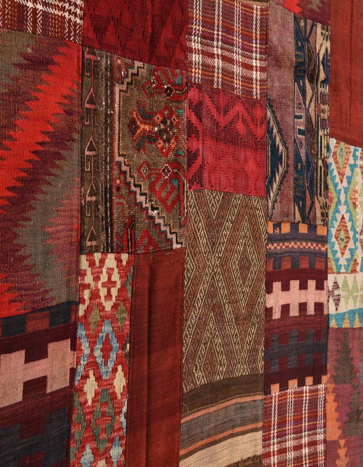 Detail image of  5' 5 x 7' 9  Hand Woven Kilim Patchwork Wool Rug