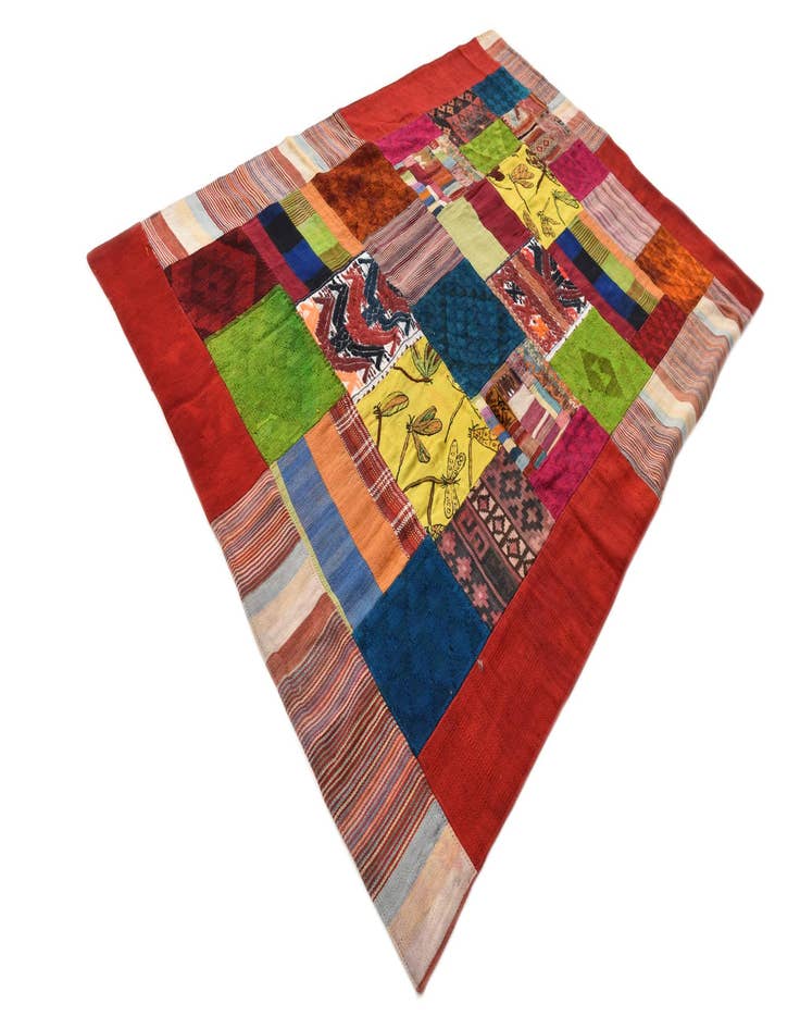 Detail image of  5' 5 x 8'  Hand Woven Kilim Patchwork Wool Rug